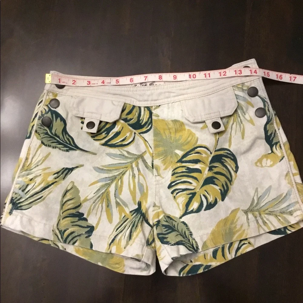 Free People Tropical Combo Denim Shorts Sz 26